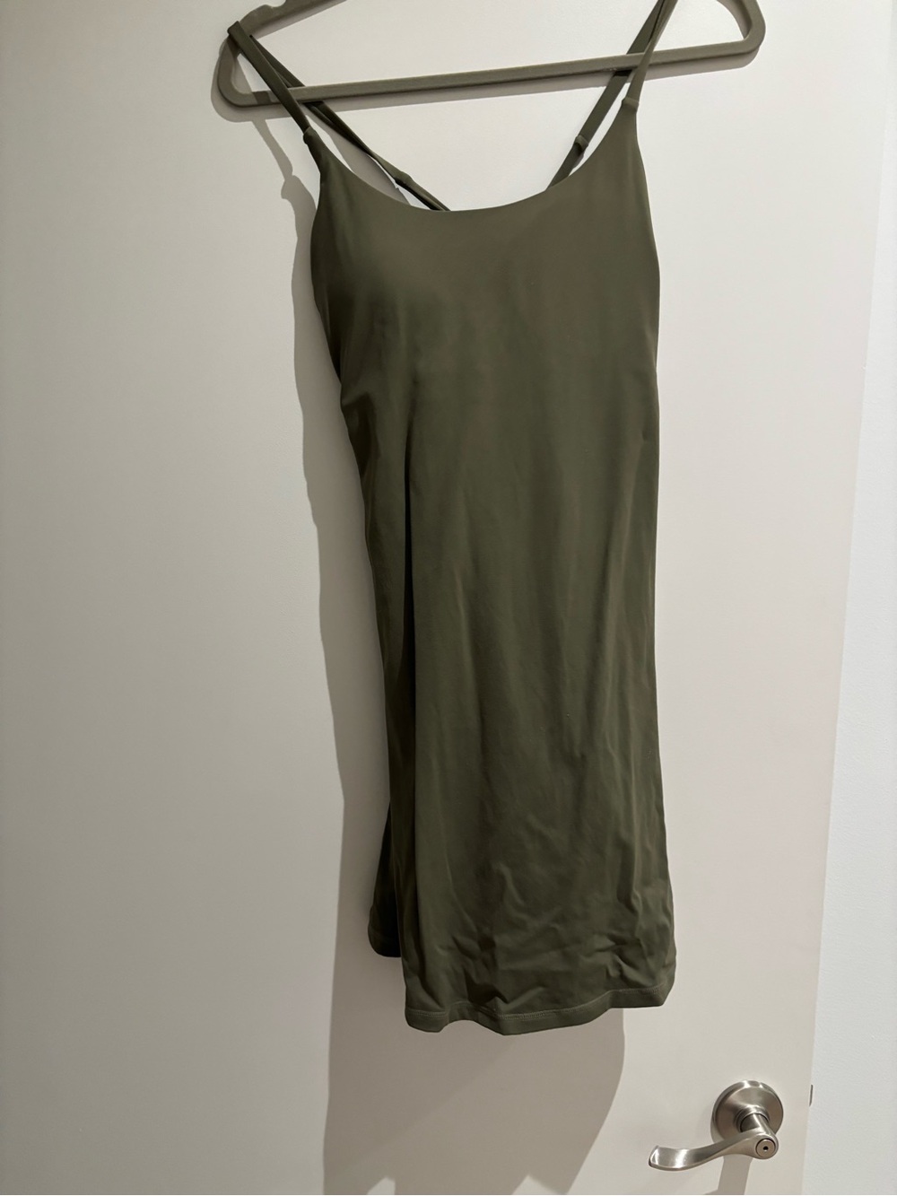 Olive Green Slip Dress - Spaghetti Straps